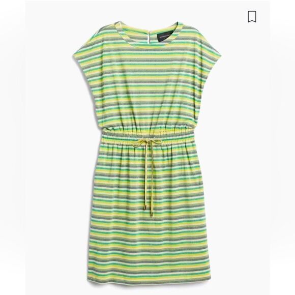 Striped green dress with drawstring waist - Picture 1 of 9